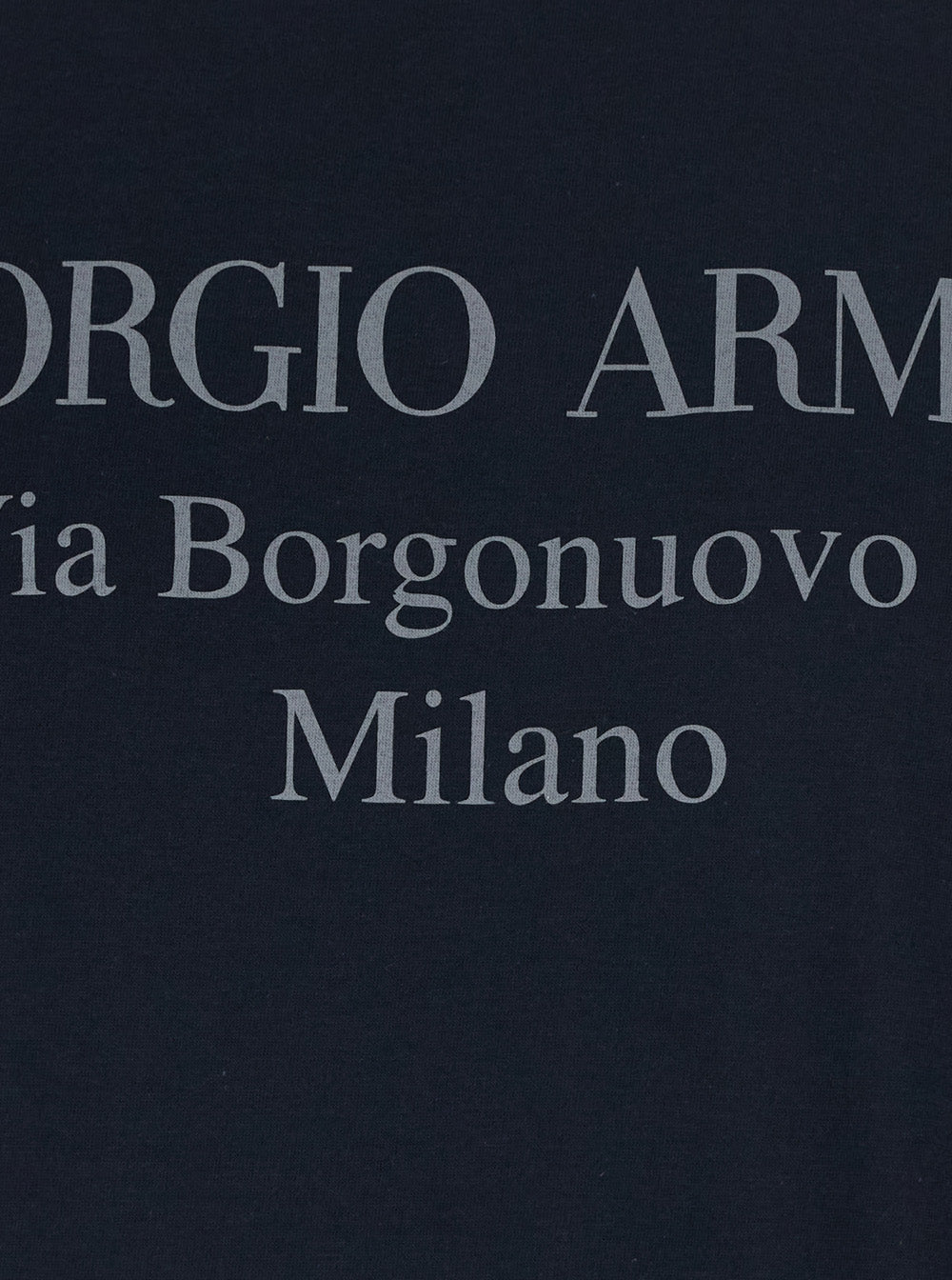 Giorgio Armani Logo-Embroidered Address Print T-Shirt — Navy, view 3