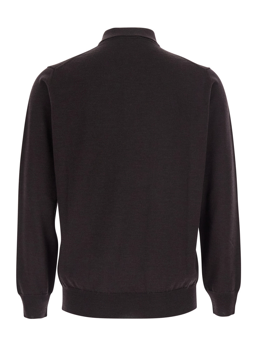 Kangra Extrafine Merino Wool Polo Shirt — Brown, view 2