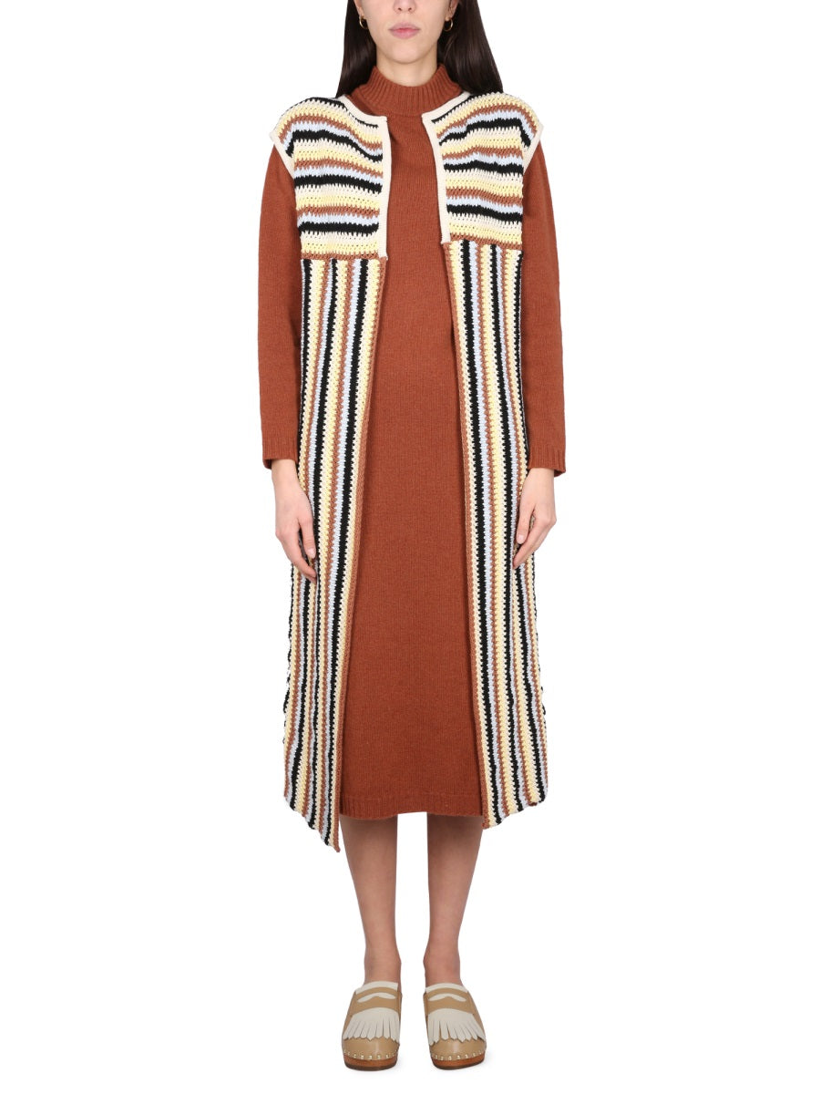 Alysi Striped Cotton Blend Vest — Multicolor by Alysi