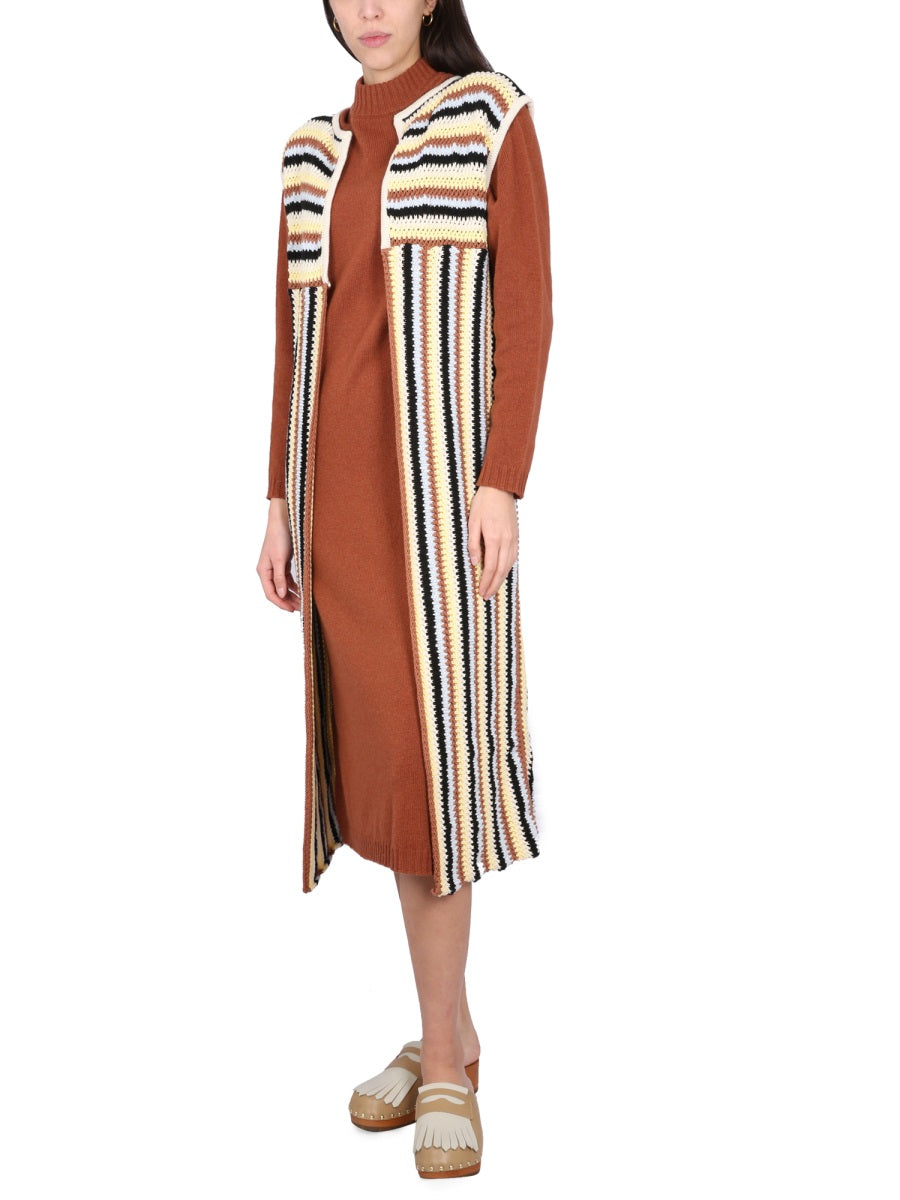 Alysi Striped Cotton Blend Vest — Multicolor, view 3