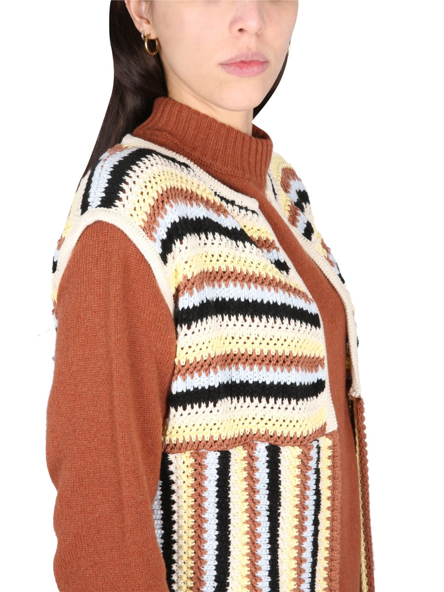 Alysi Striped Cotton Blend Vest — Multicolor, view 4