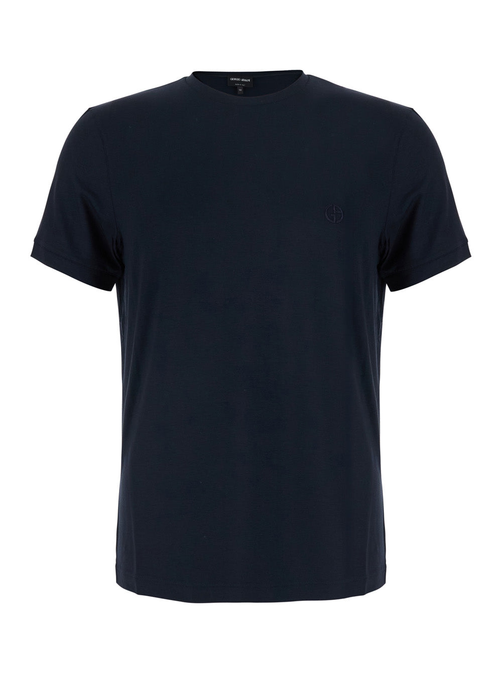 Giorgio Armani Embroidered Viscose T-Shirt — Navy by Giorgio Armani