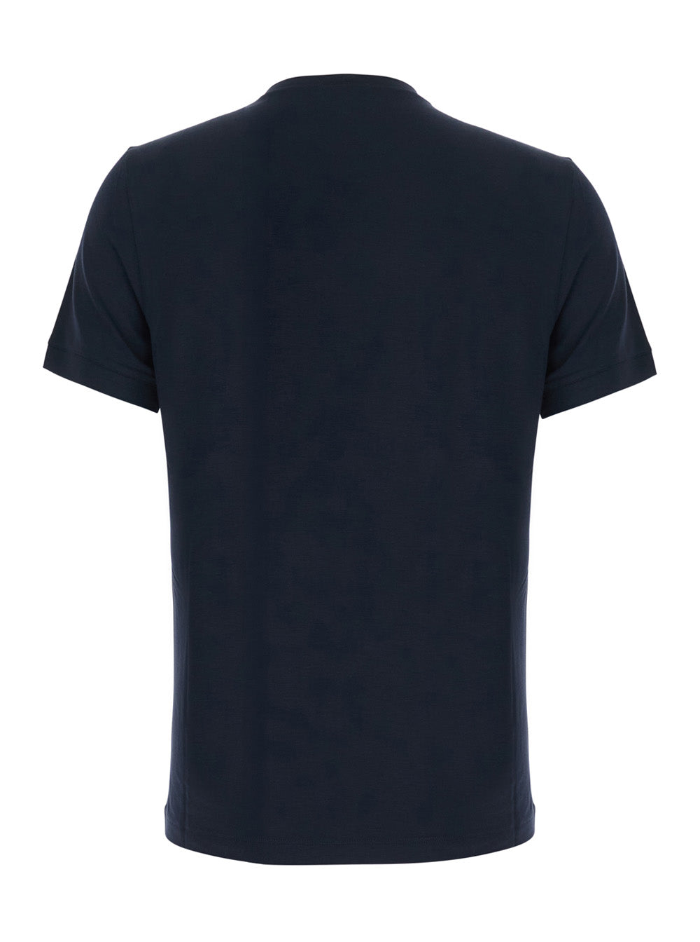 Giorgio Armani Embroidered Viscose T-Shirt — Navy, view 2