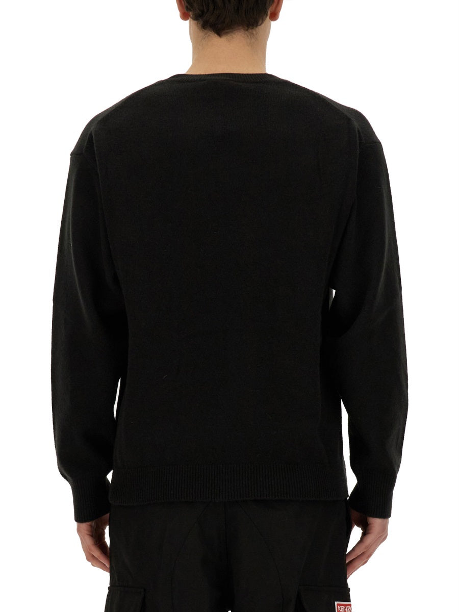 Kenzo Boke Flower Embroidery Wool Sweater — Black by Kenzo