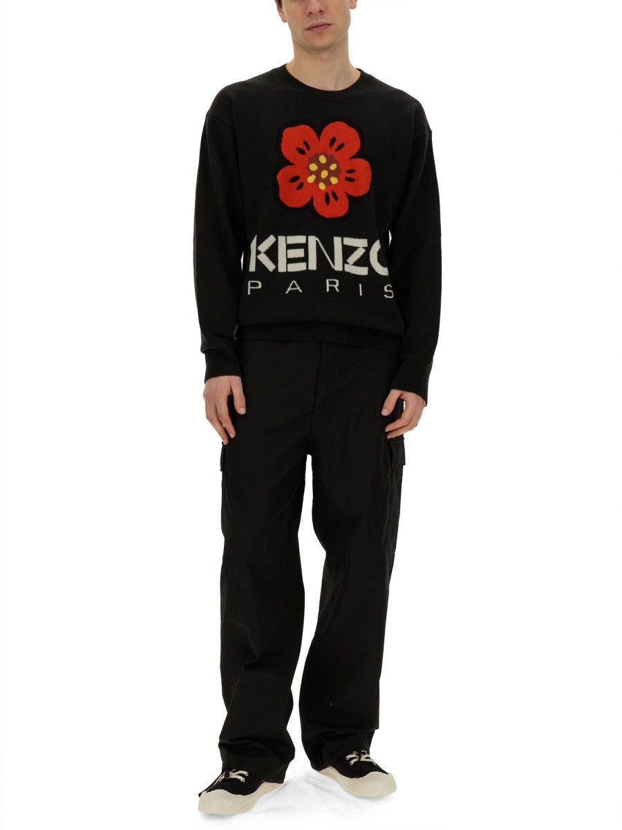 Kenzo Boke Flower Embroidery Wool Sweater — Black, view 4