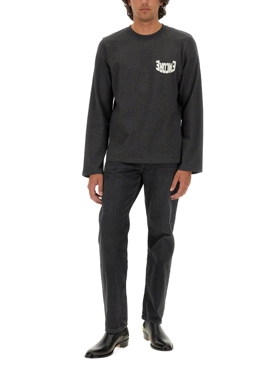 CourrèGes Logo-Printed Cotton T-shirt — Black, view 4