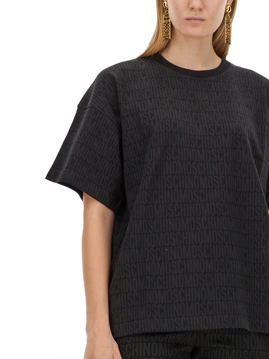 Moschino Logo-Printed Cotton T-Shirt — Black, view 2