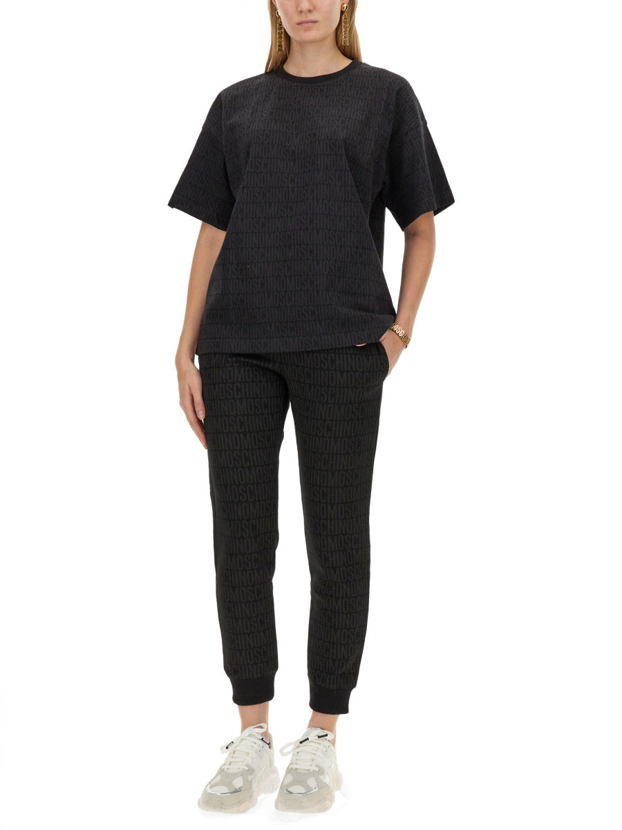 Moschino Logo-Printed Cotton T-Shirt — Black, view 4