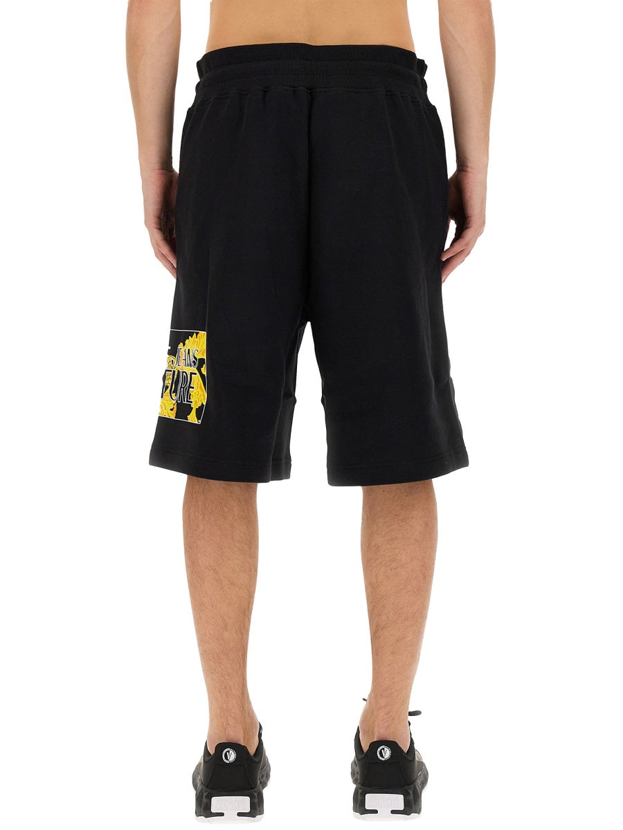 Versace Jeans Couture Logo-Embroidered Cotton Bermuda Shorts — Black by Versace Jeans Couture