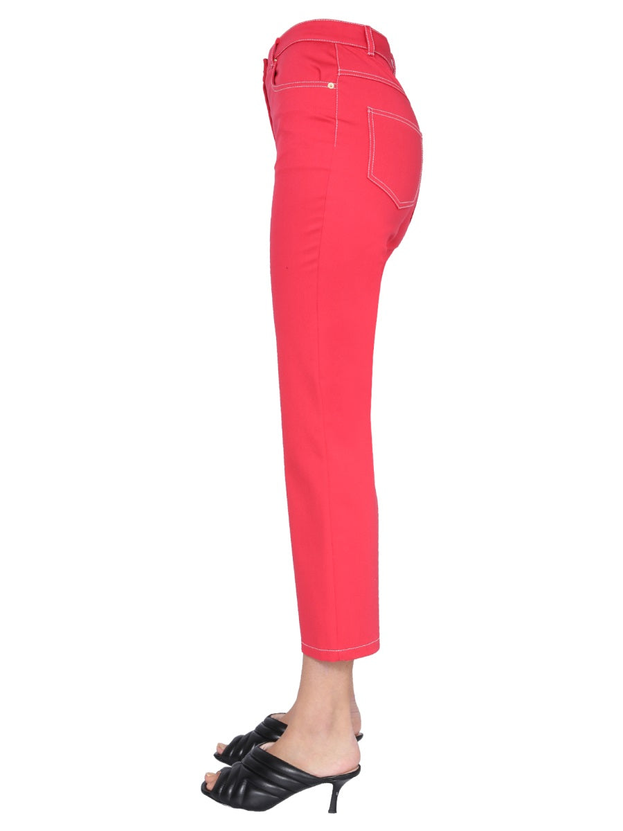 Boutique Moschino Skinny Kick Cotton Jeans — Red, view 2
