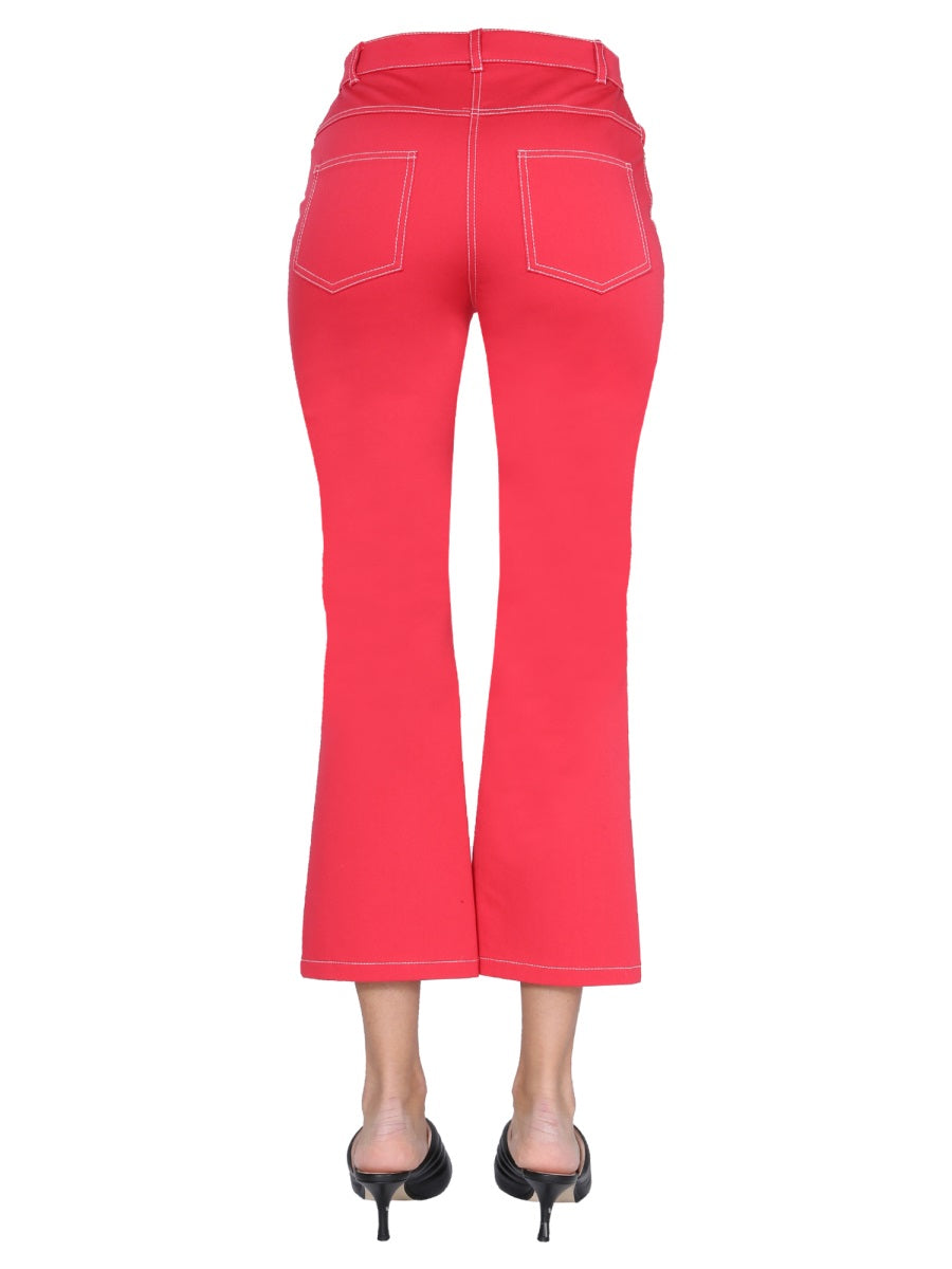Boutique Moschino Skinny Kick Cotton Jeans — Red, view 3