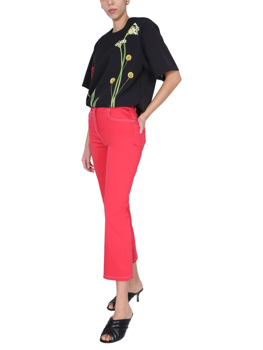 Boutique Moschino Skinny Kick Cotton Jeans — Red, view 4