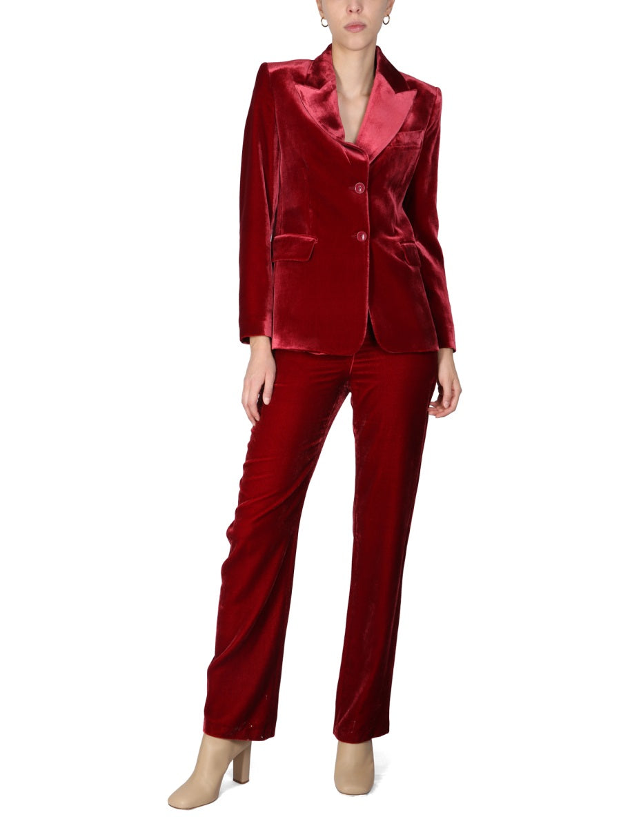 Boutique Moschino Panne Velvet Trousers — Red by Boutique Moschino