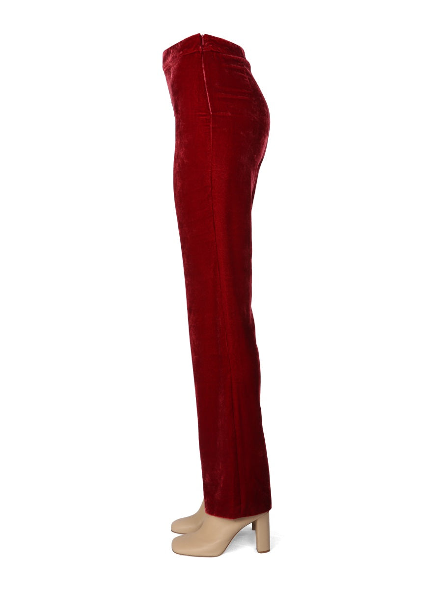 Boutique Moschino Panne Velvet Trousers — Red, view 3