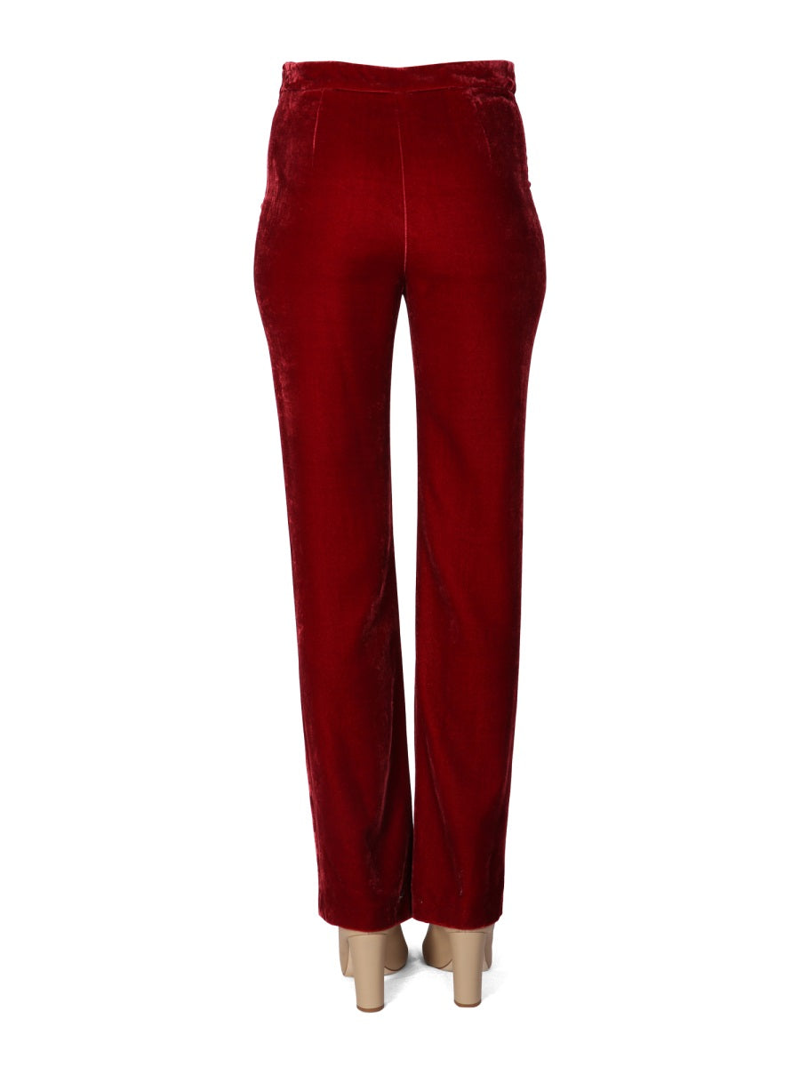 Boutique Moschino Panne Velvet Trousers — Red, view 4
