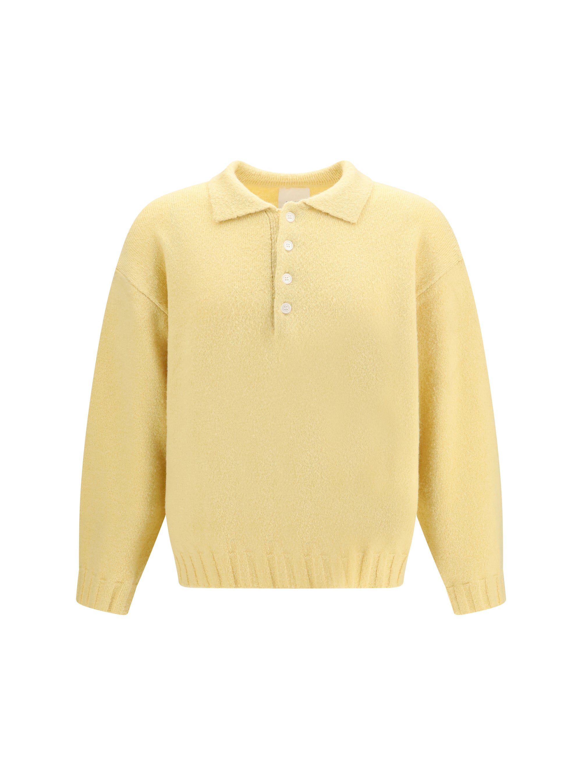 Found Brushed Knit Polo Sweater — Yellow, view 2