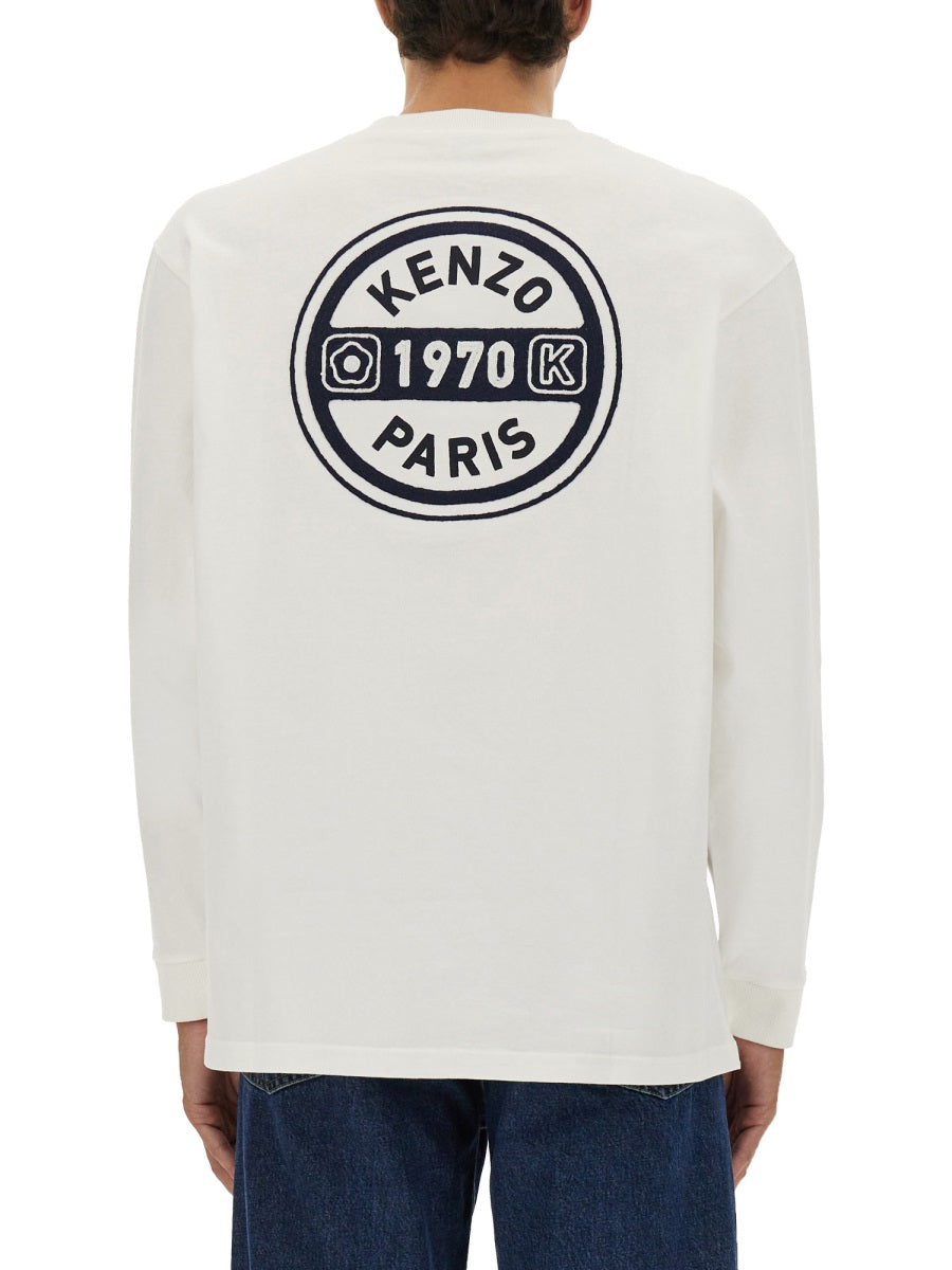 Kenzo Long-Sleeved Cotton T-Shirt — White by Kenzo
