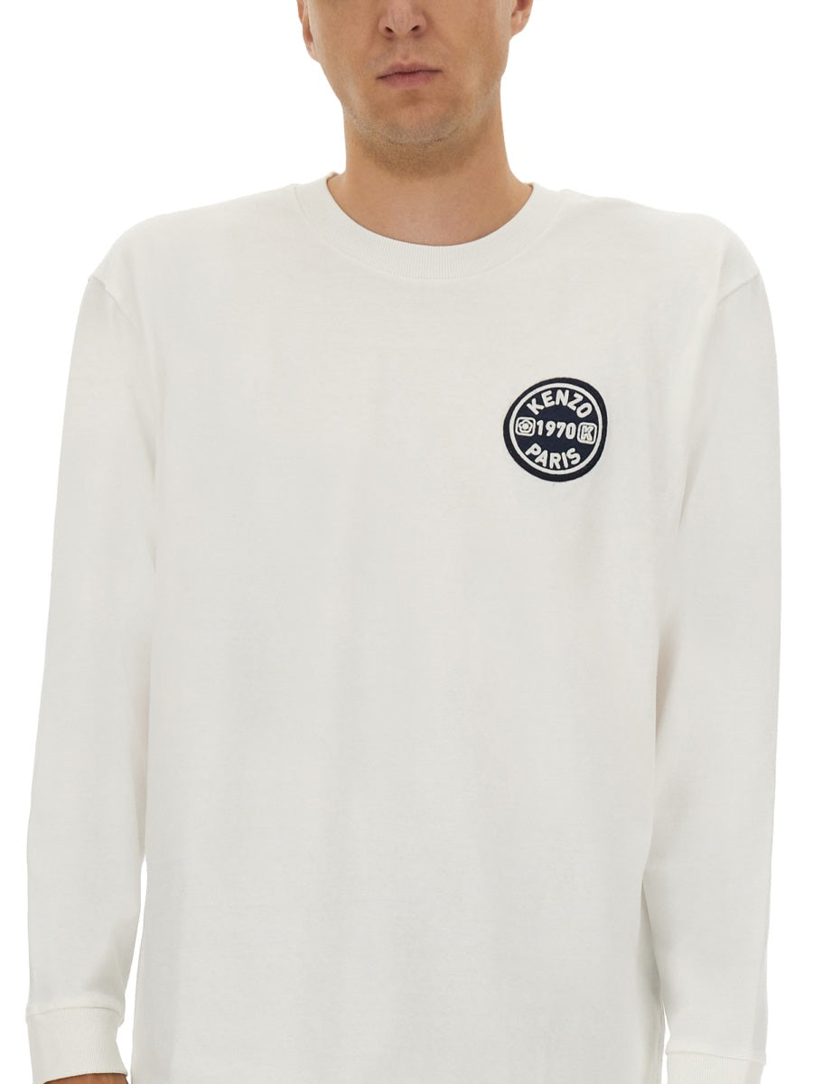 Kenzo Long-Sleeved Cotton T-Shirt — White, view 2