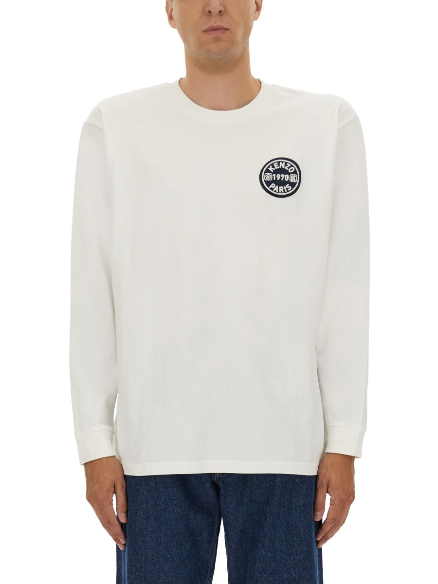 Kenzo Long-Sleeved Cotton T-Shirt — White, view 3