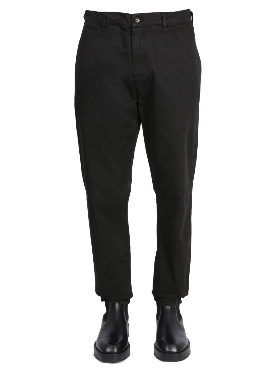 Aspesi Cotton Chino Trousers — Black, view 2