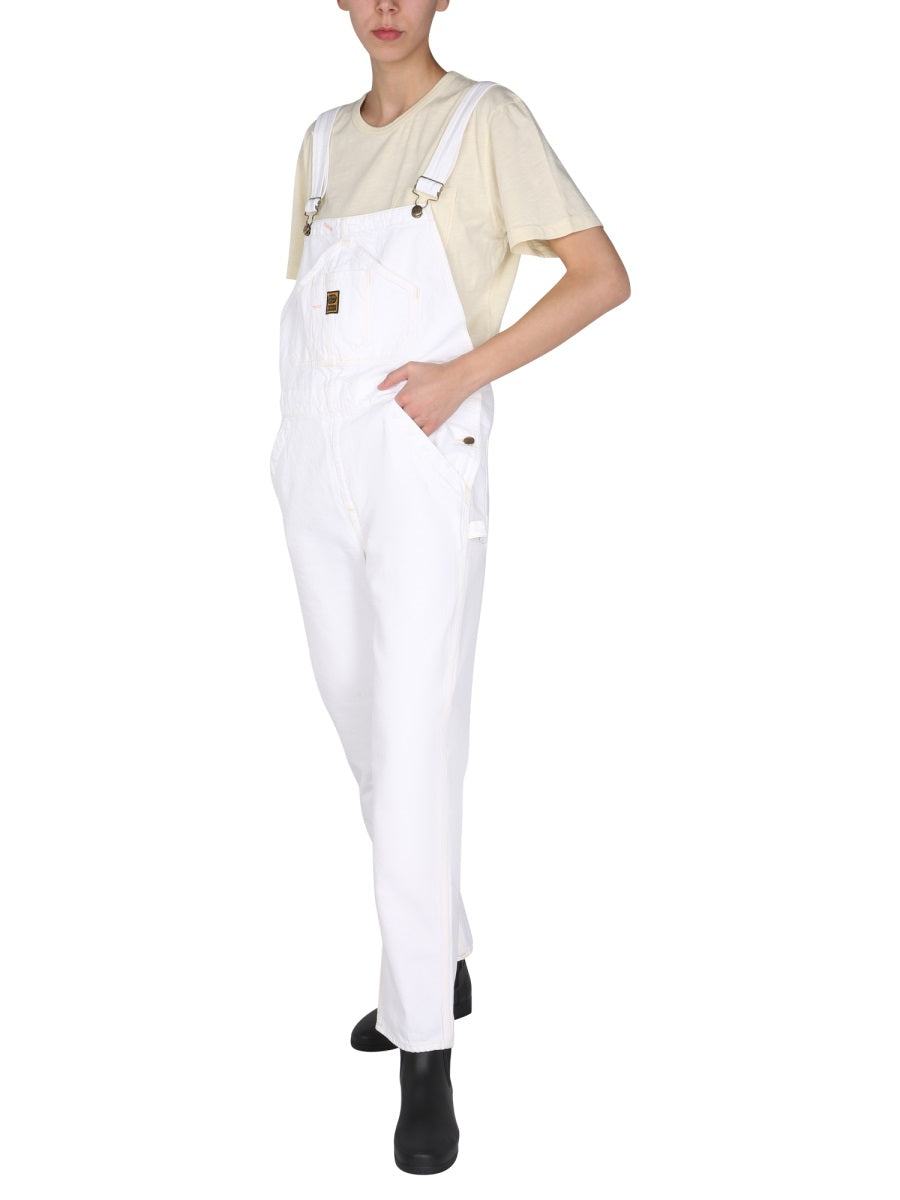 Washington Dee Cee Denim Overalls Jumpsuit — White, view 3