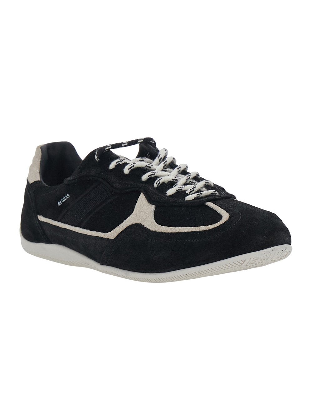 Alohas Suede and Leather Colorblock Sneaker — Black, view 2