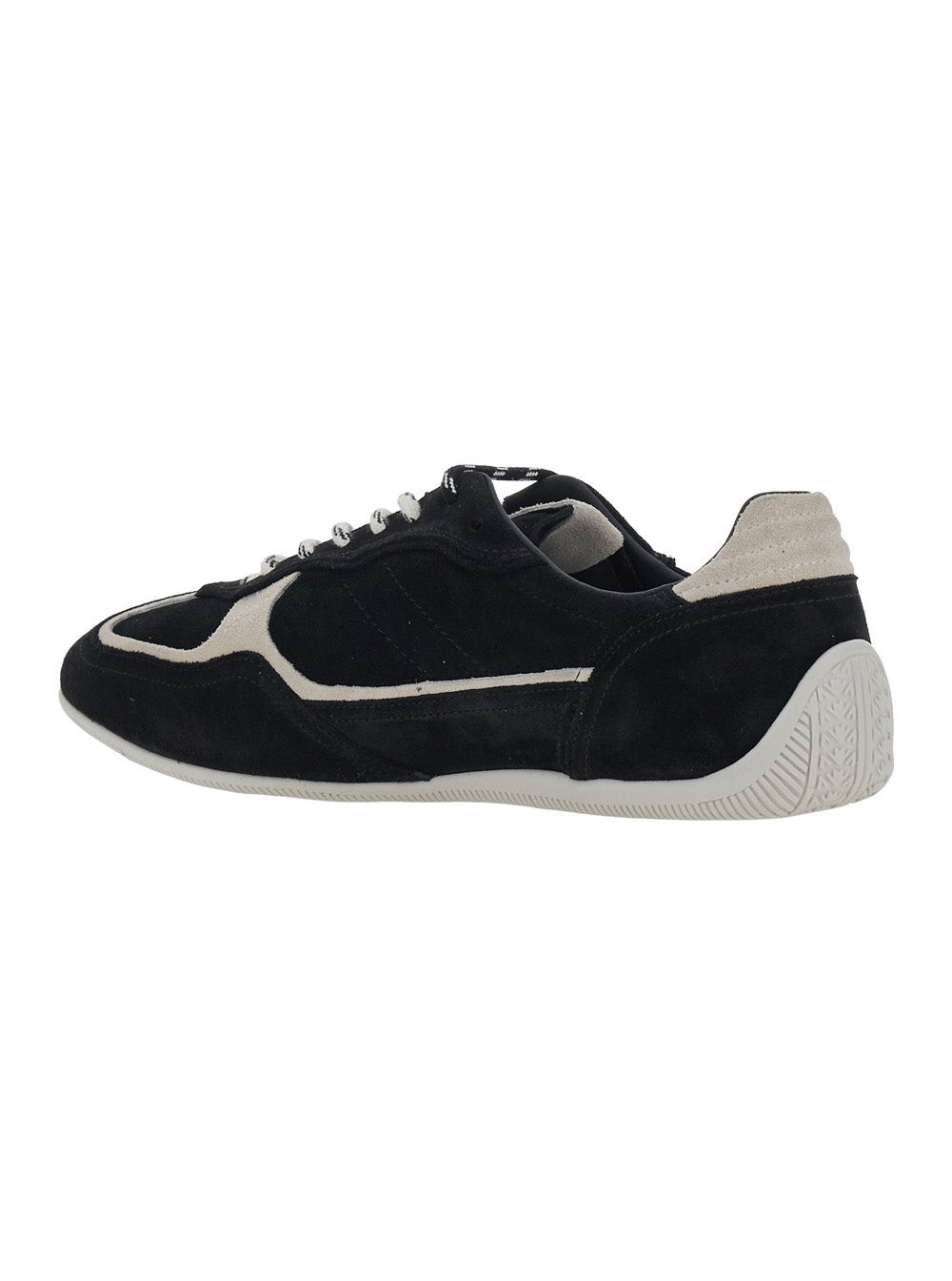 Alohas Suede and Leather Colorblock Sneaker — Black, view 3