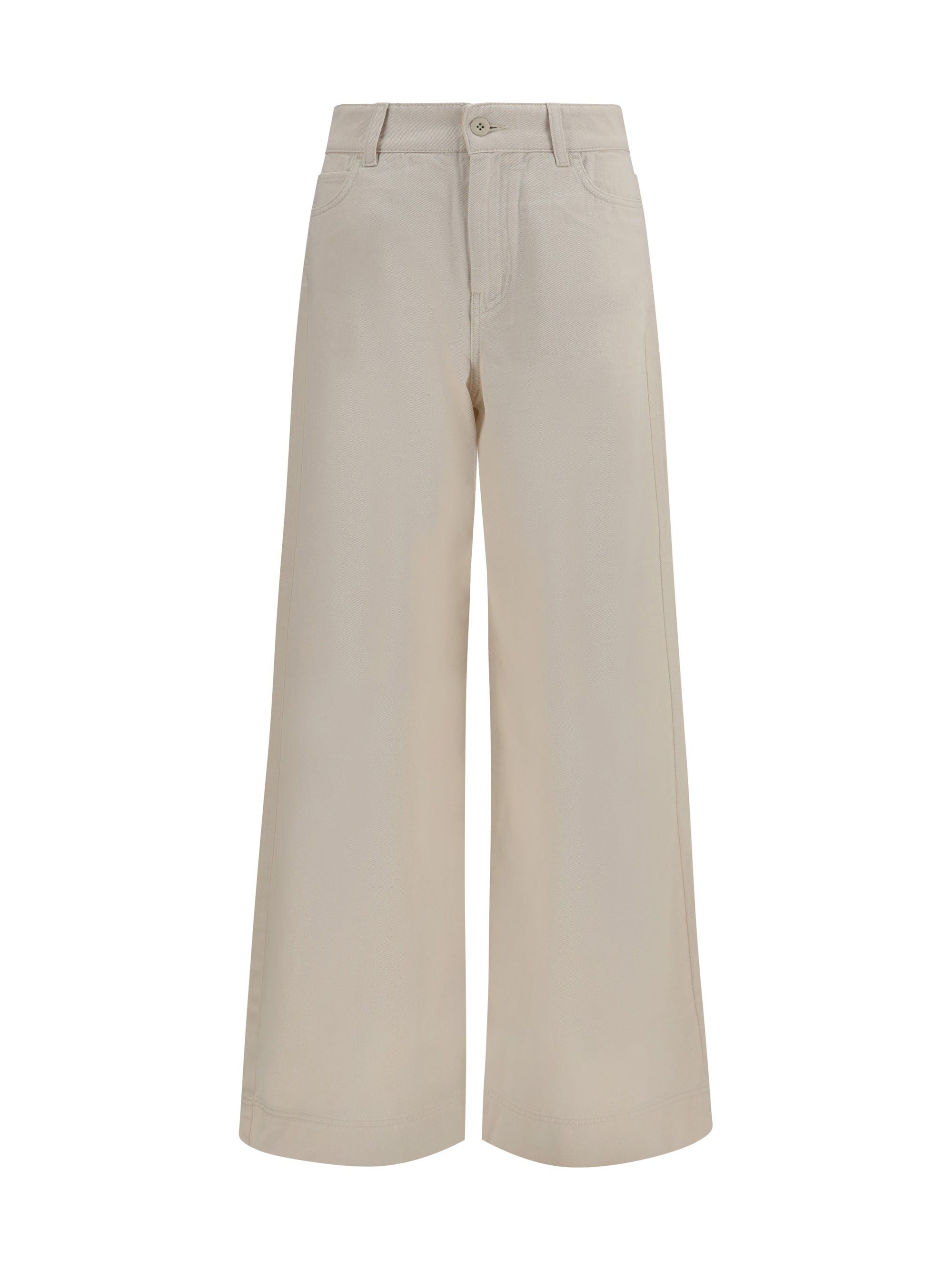 Weekend Max Mara Cotton Bull Denim Trousers — Beige, view 2