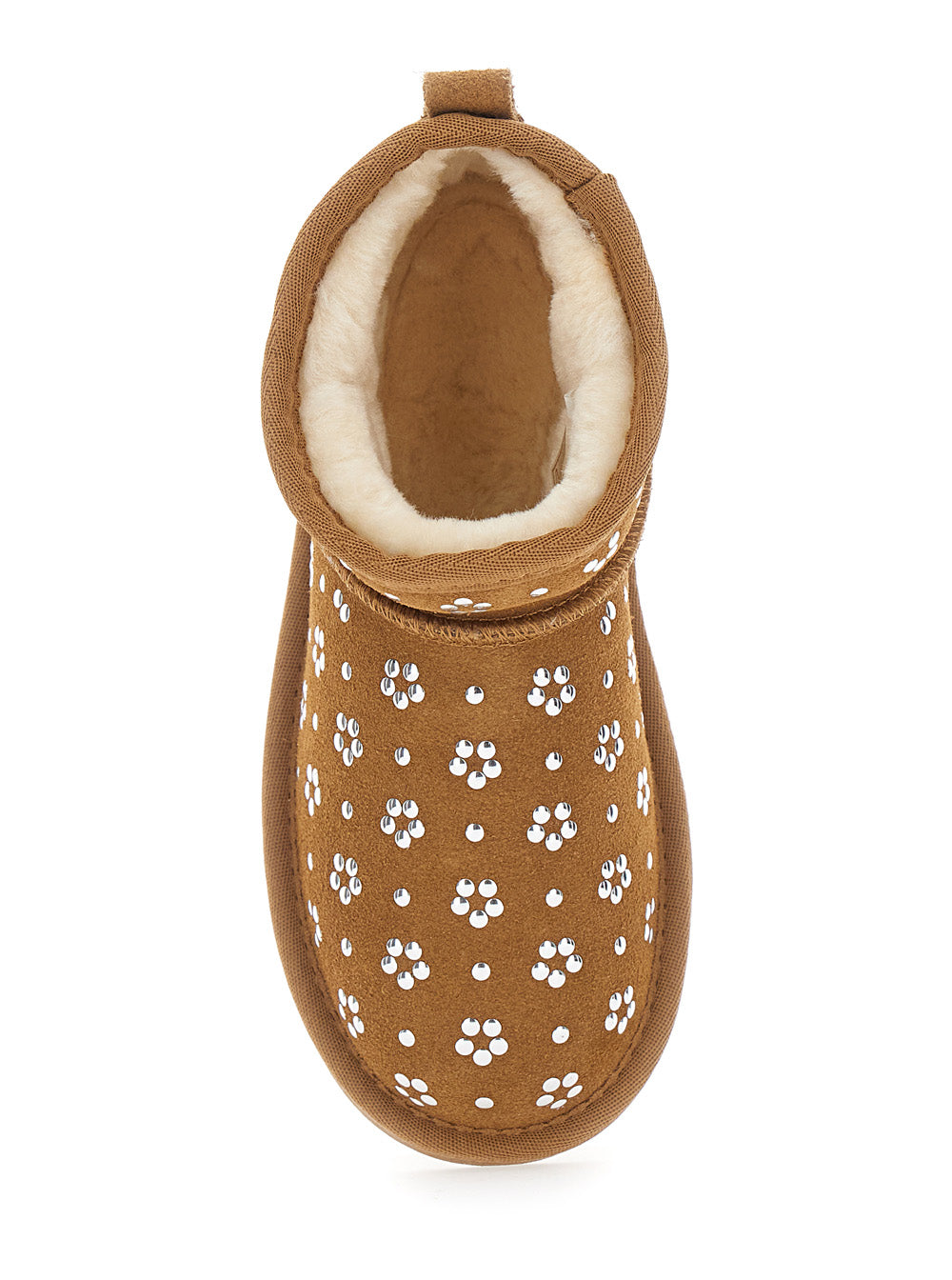 Monnalisa Crystal-Embellished Suede Boot — Beige, view 4