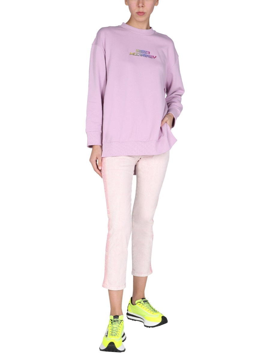 Stella McCartney Logo Band Cotton Jeans — Beige by Stella McCartney