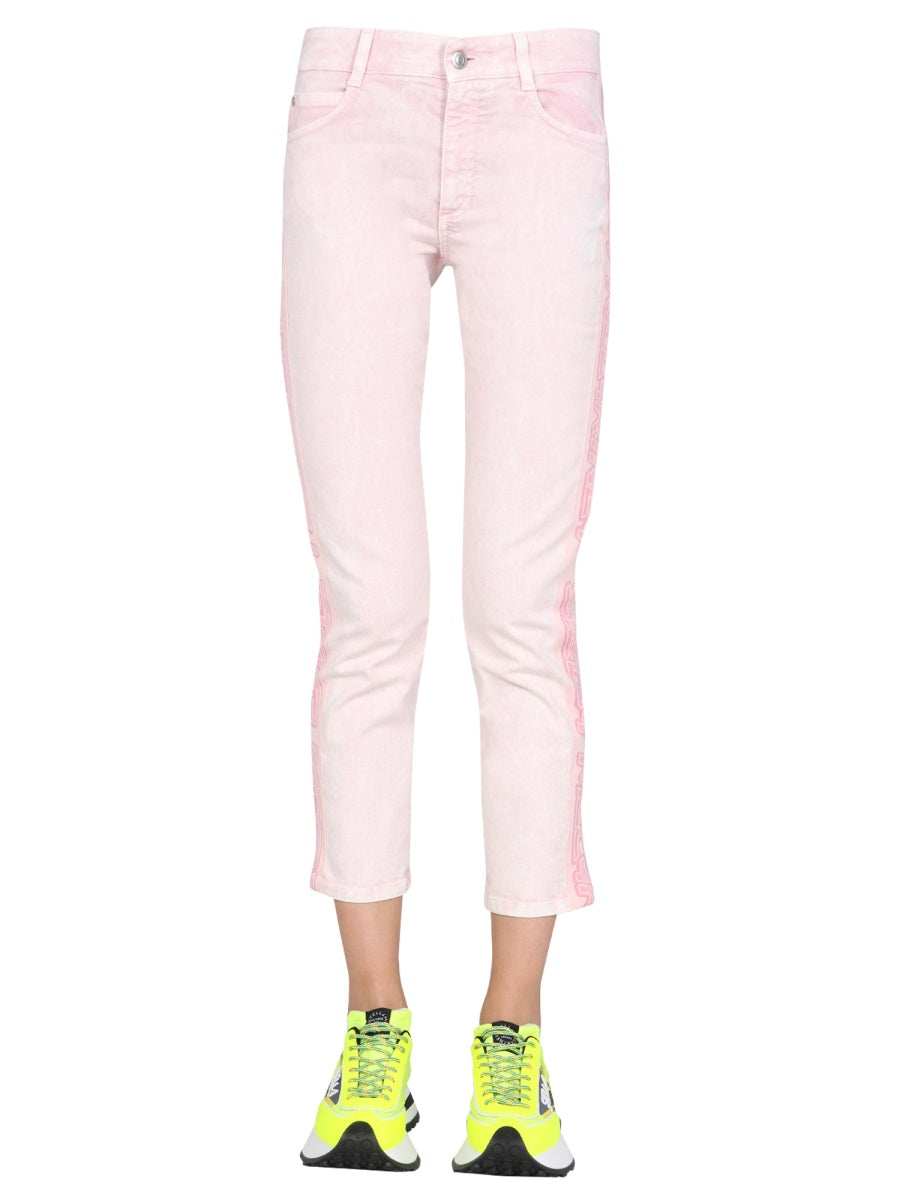 Stella McCartney Logo Band Cotton Jeans — Beige, view 3