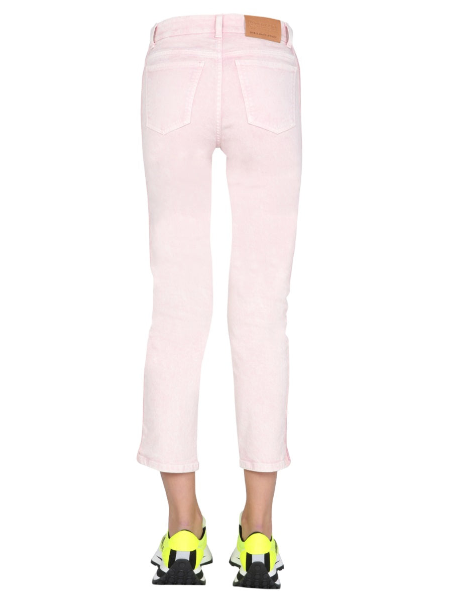 Stella McCartney Logo Band Cotton Jeans — Beige, view 4
