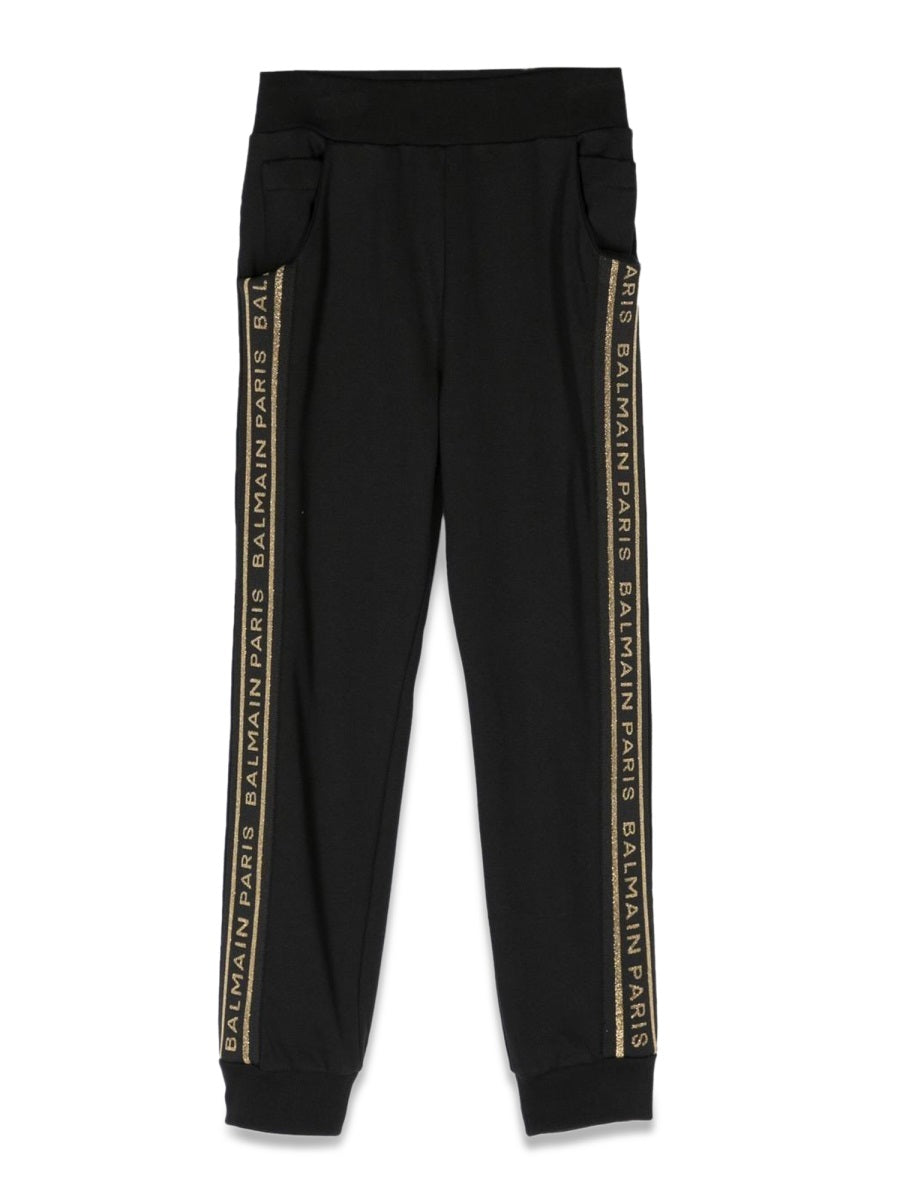 Balmain Logo-Band Cotton Joggers — Black by Balmain