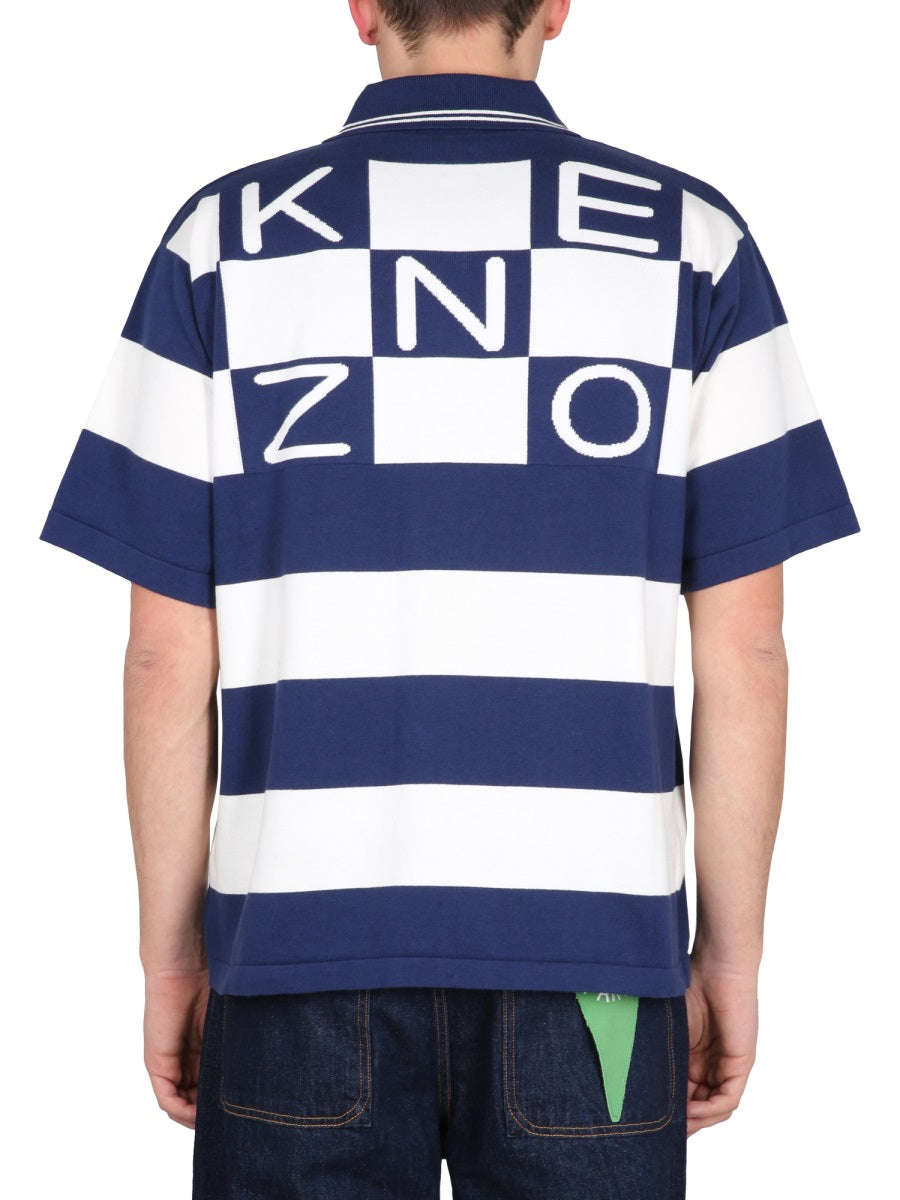 Kenzo Nautical Striped Polo Shirt — Blue, view 3