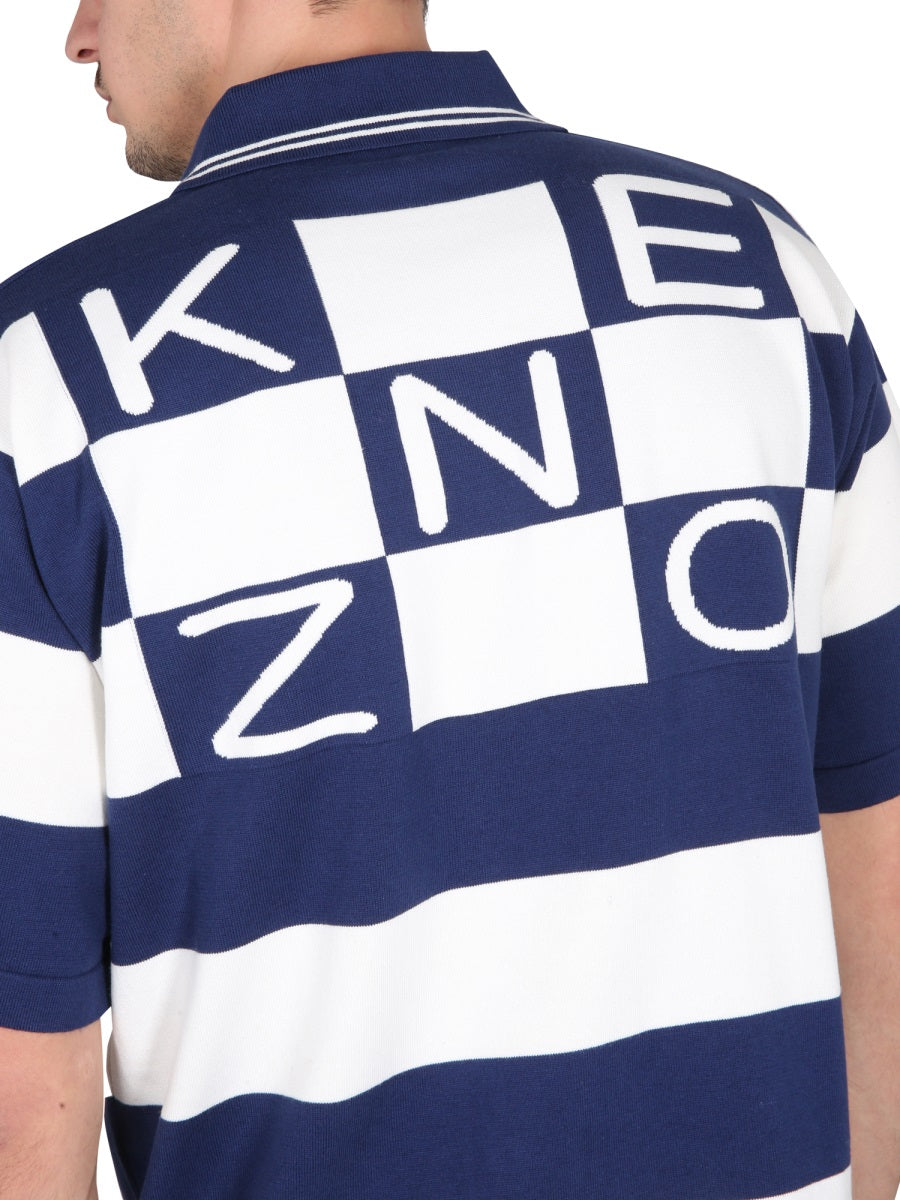 Kenzo Nautical Striped Polo Shirt — Blue, view 4