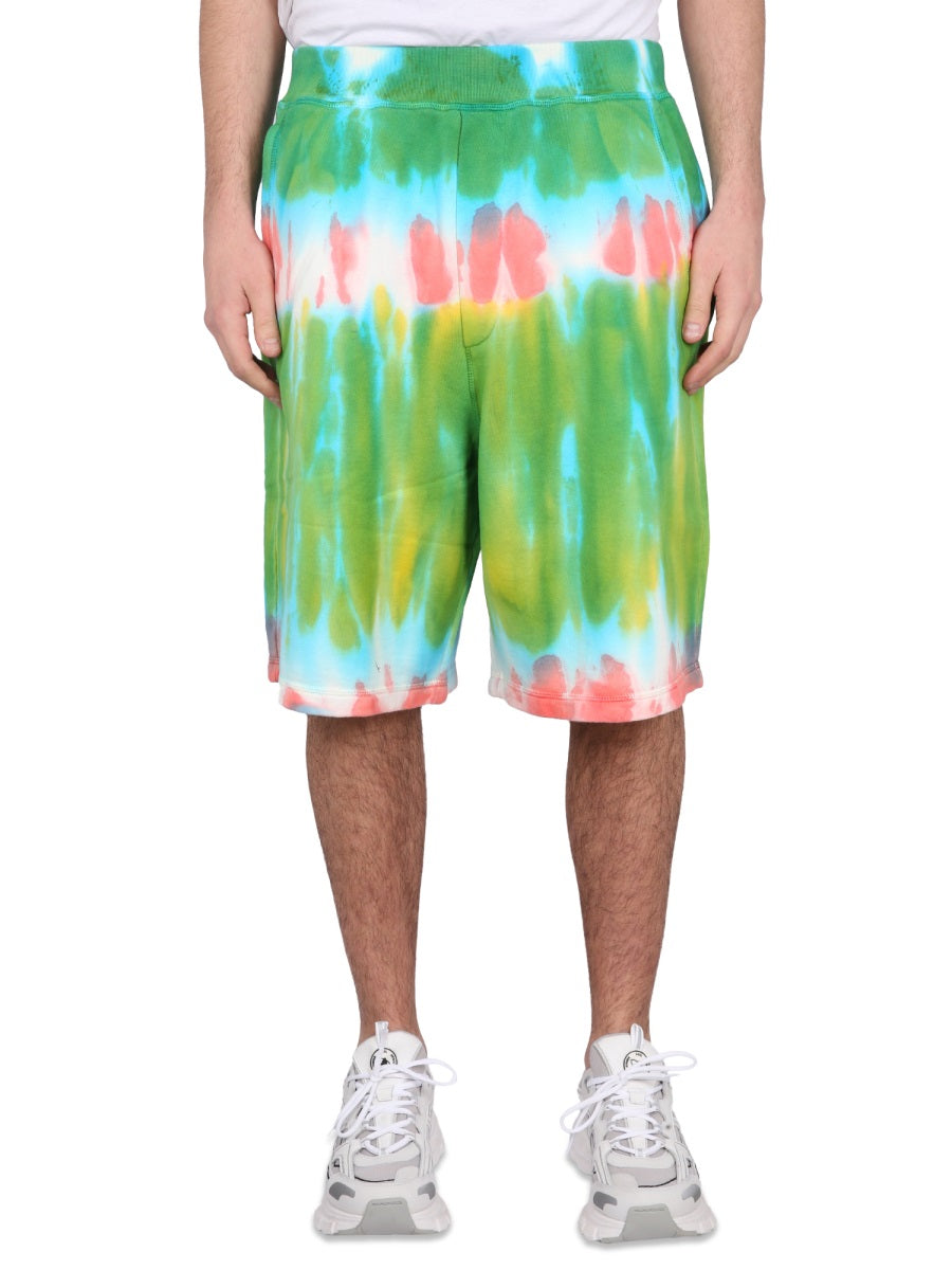 Dsquared2 Elastic Waistband Cotton Bermuda Shorts — Multicolor, view 2