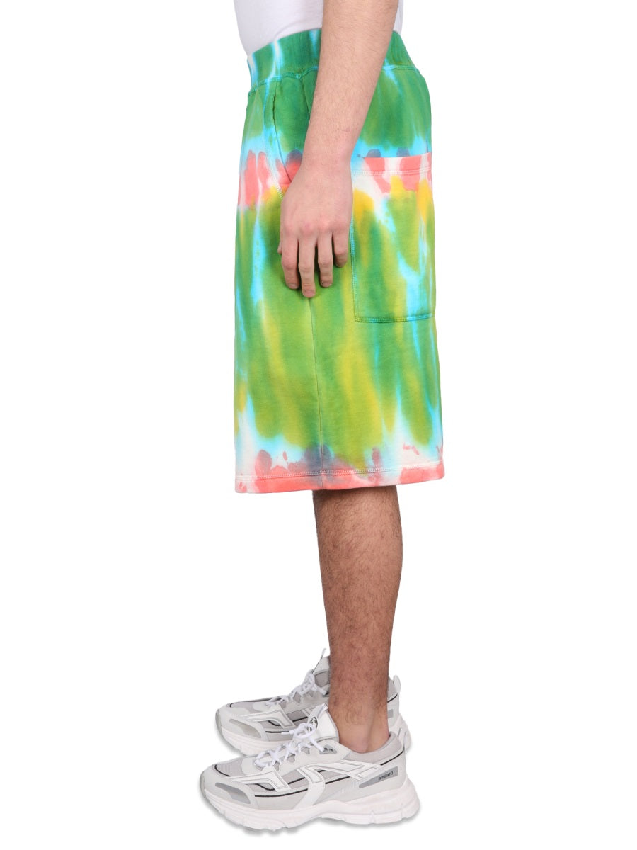 Dsquared2 Elastic Waistband Cotton Bermuda Shorts — Multicolor, view 3