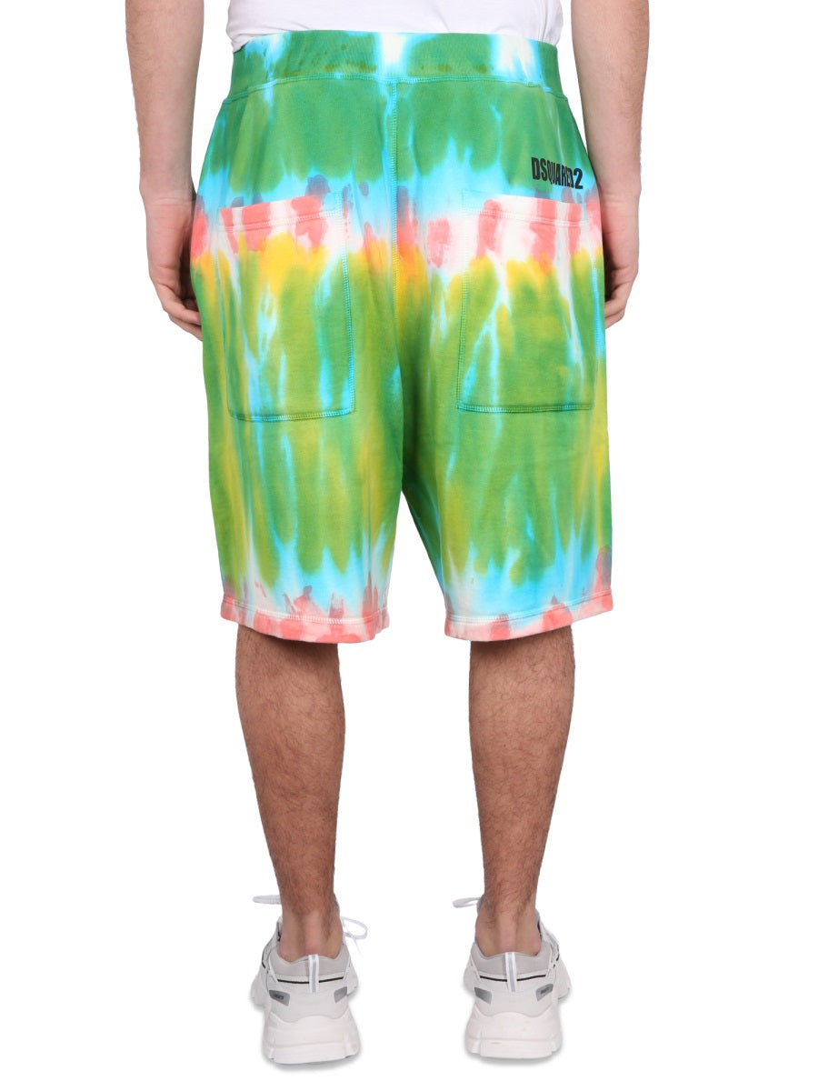 Dsquared2 Elastic Waistband Cotton Bermuda Shorts — Multicolor, view 4