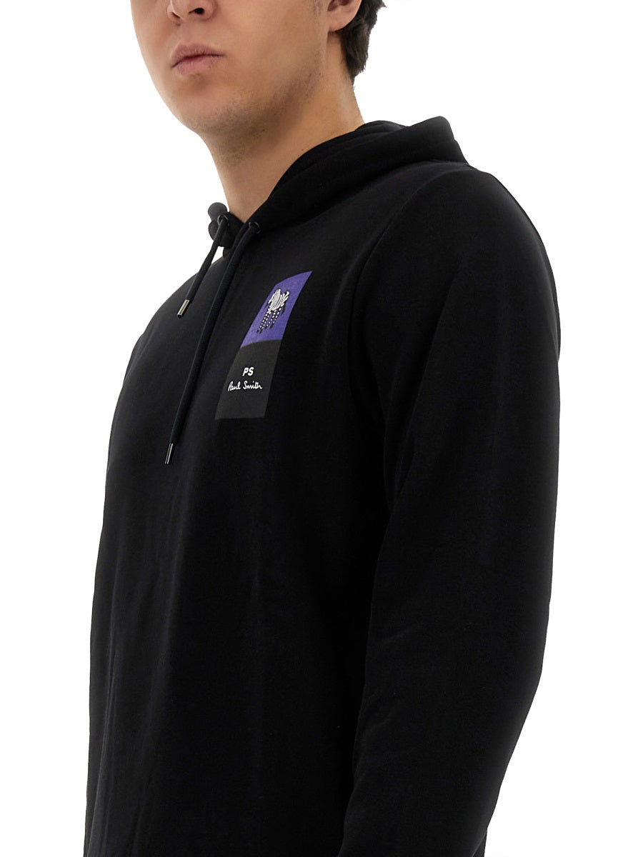 Ps Paul Smith Zebra-Print Organic Cotton Sweatshirt — Black, view 2
