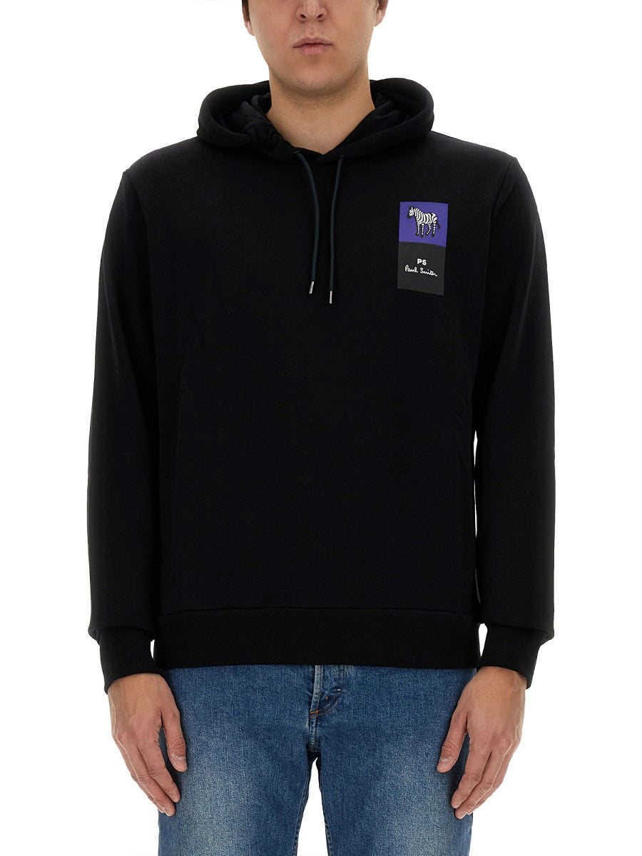 Ps Paul Smith Zebra-Print Organic Cotton Sweatshirt — Black, view 3
