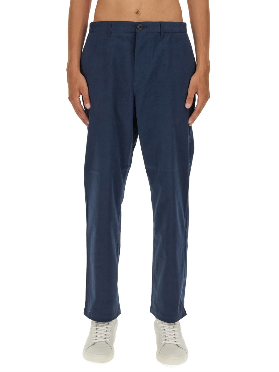 Ps Paul Smith Loose Fit Cotton Trousers — Blue, view 2