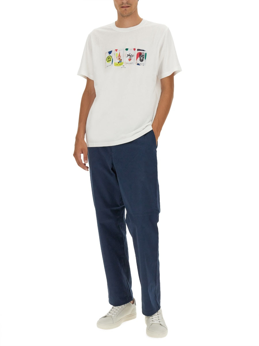 Ps Paul Smith Loose Fit Cotton Trousers — Blue, view 3
