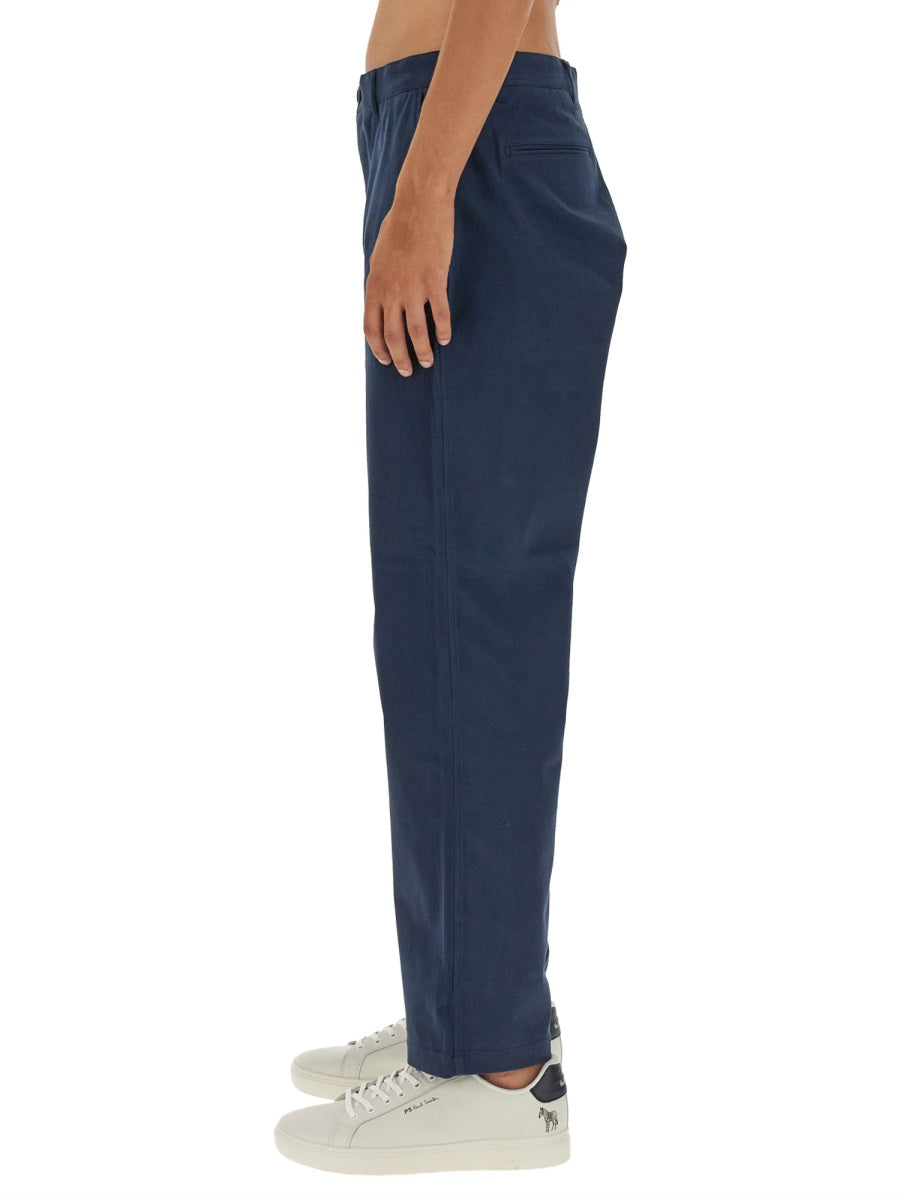 Ps Paul Smith Loose Fit Cotton Trousers — Blue, view 4
