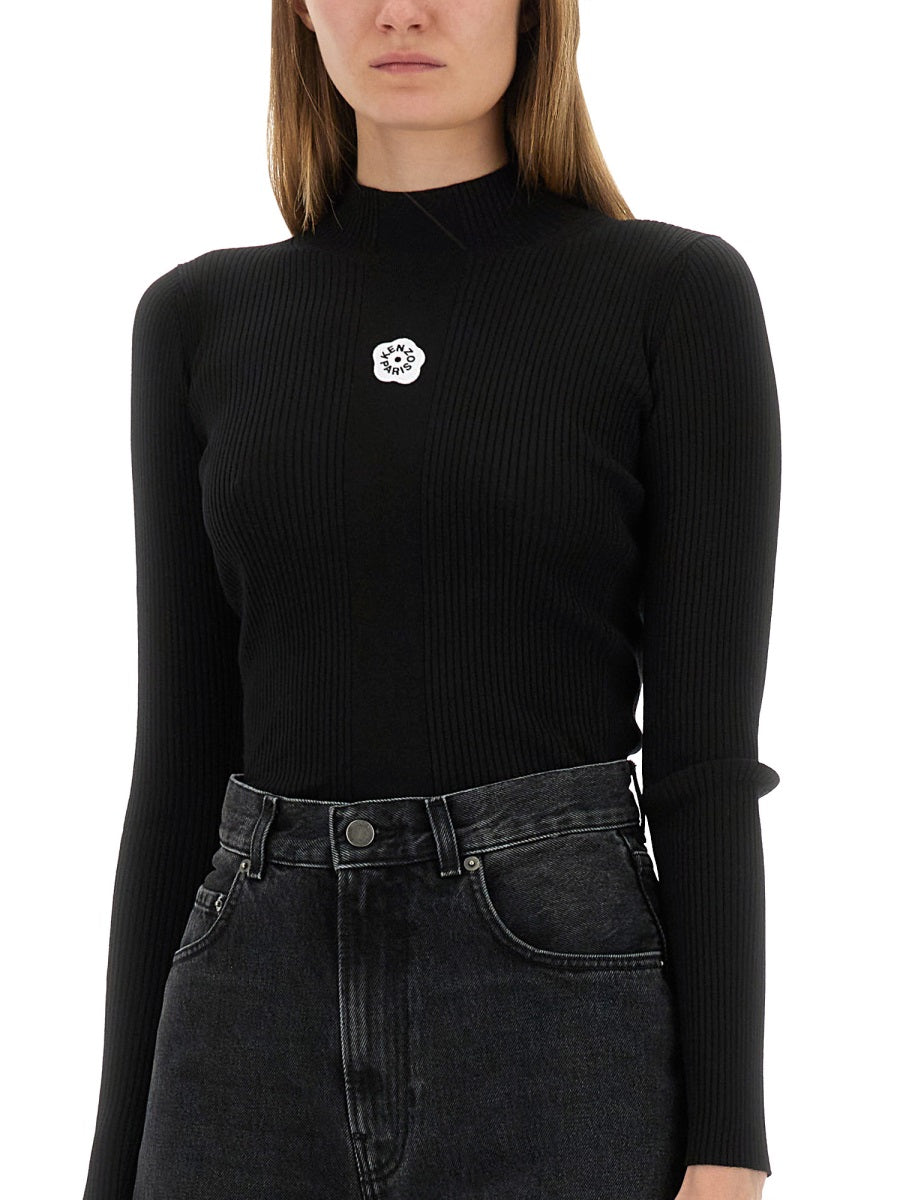 Kenzo Boke Flower Embroidery Sweater — Black, view 2