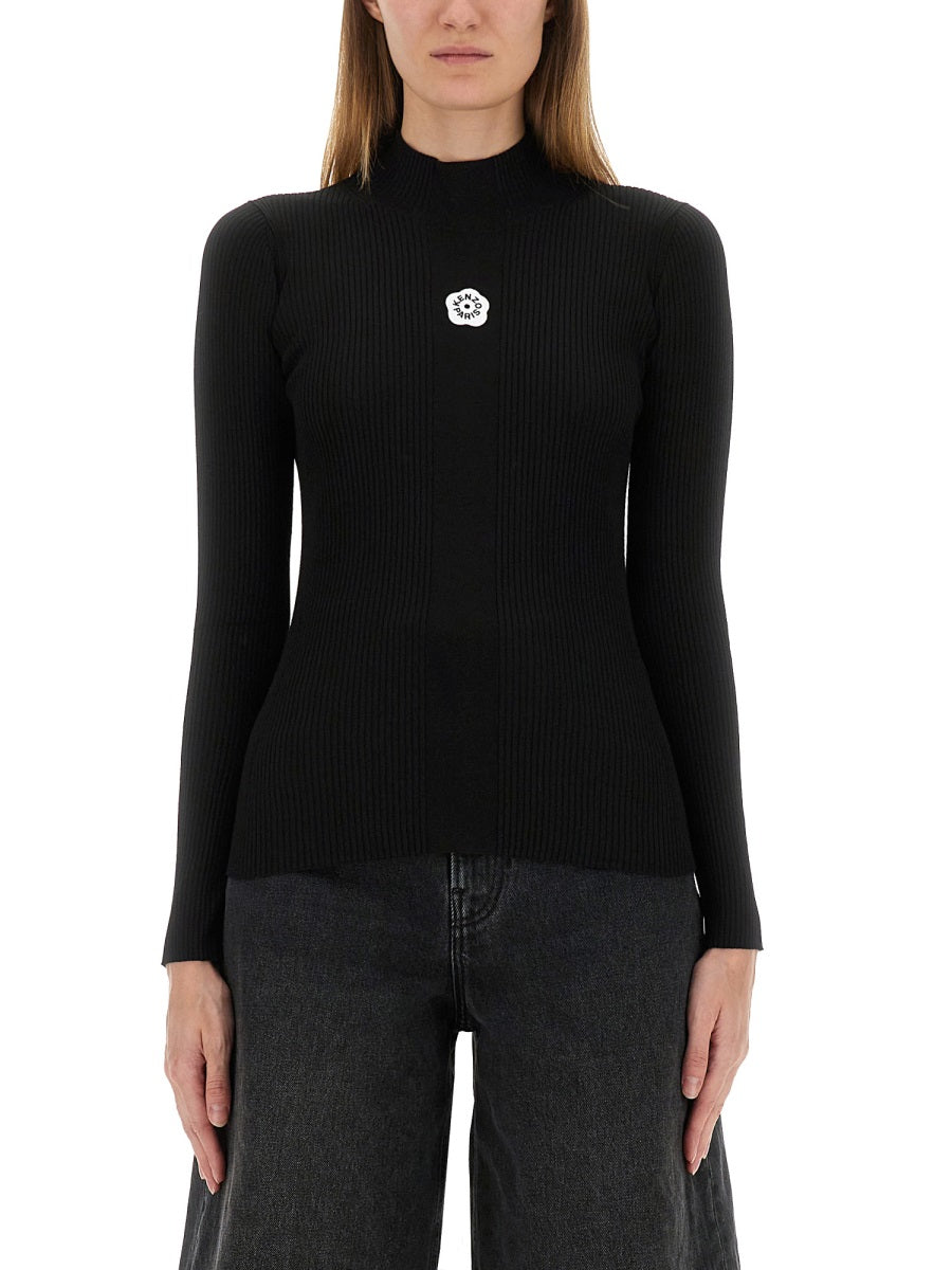 Kenzo Boke Flower Embroidery Sweater — Black, view 3
