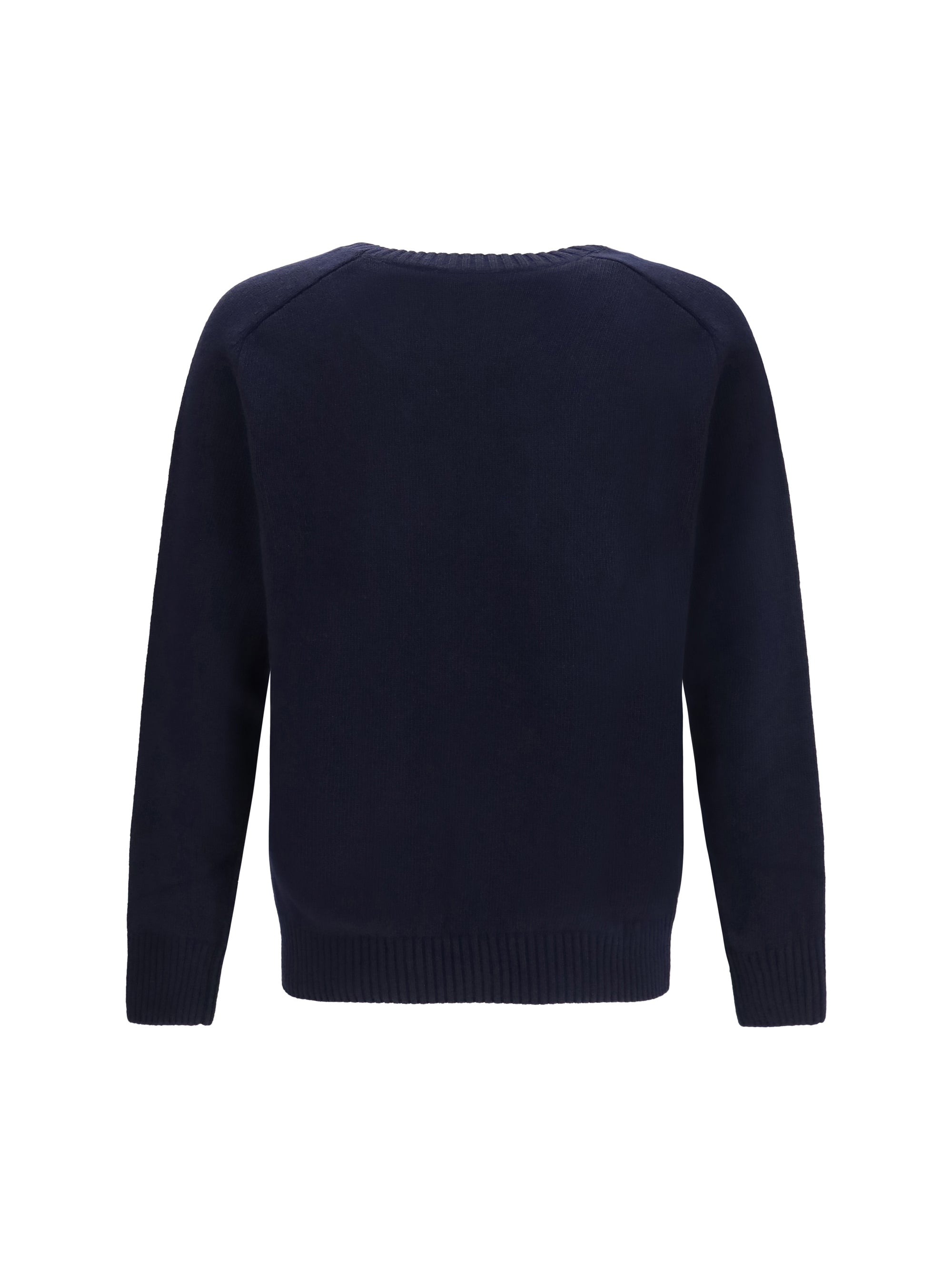 Brooksfield Fleece Wool Crewneck Sweater — Navy, view 2