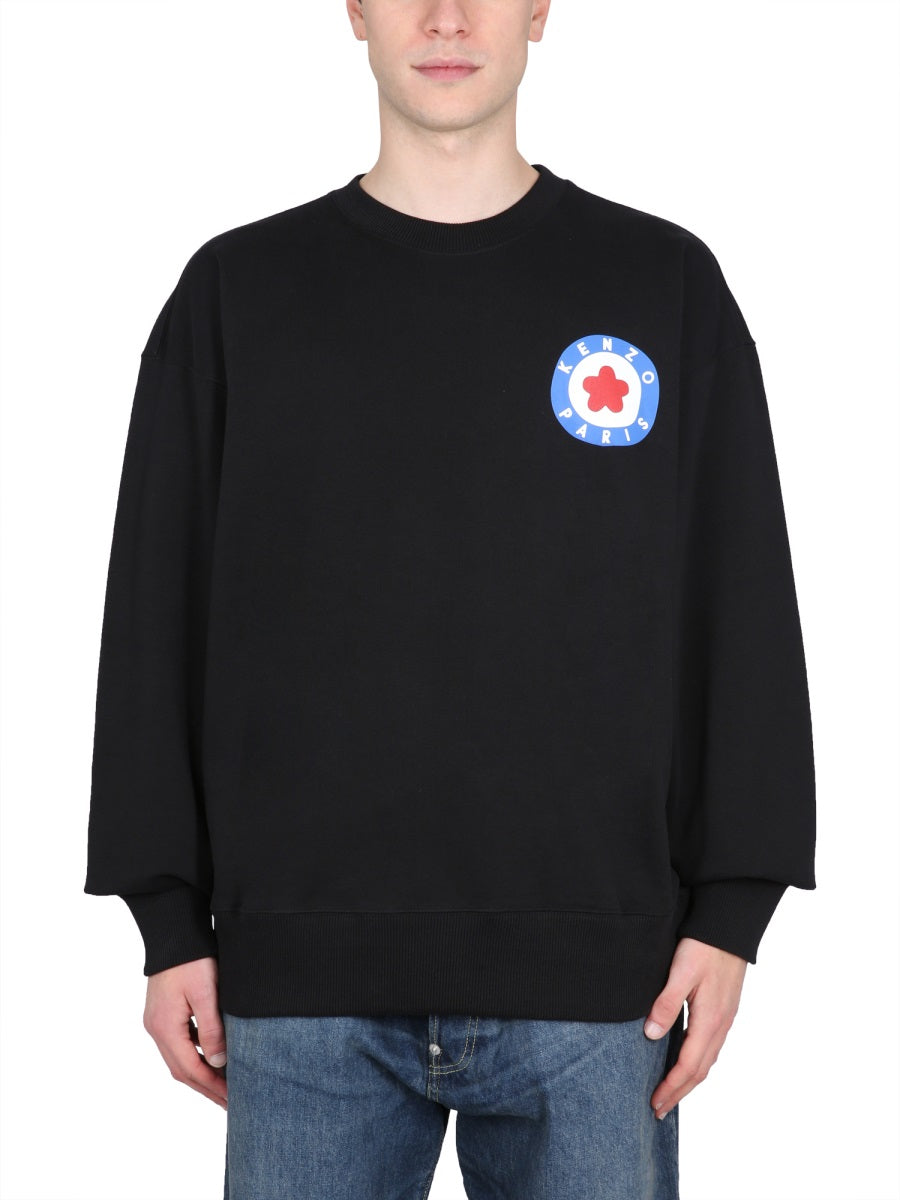 Kenzo Logo-Print Oversized Cotton Sweatshirt — Black, view 2