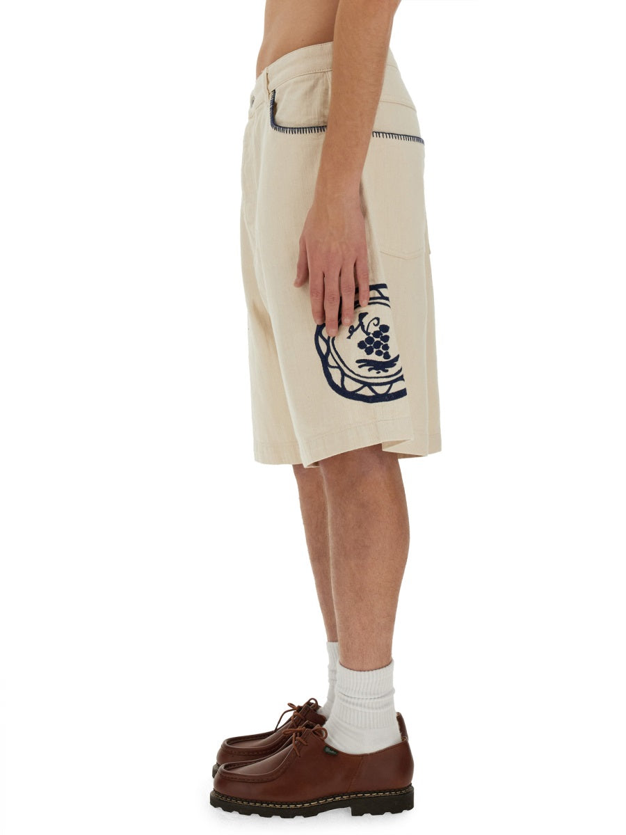 DrôLe De Monsieur Cotton Bermuda Shorts — Beige, view 3