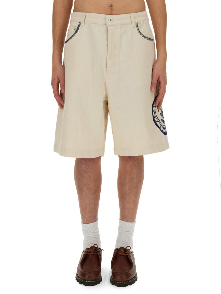 DrôLe De Monsieur Cotton Bermuda Shorts — Beige, view 4