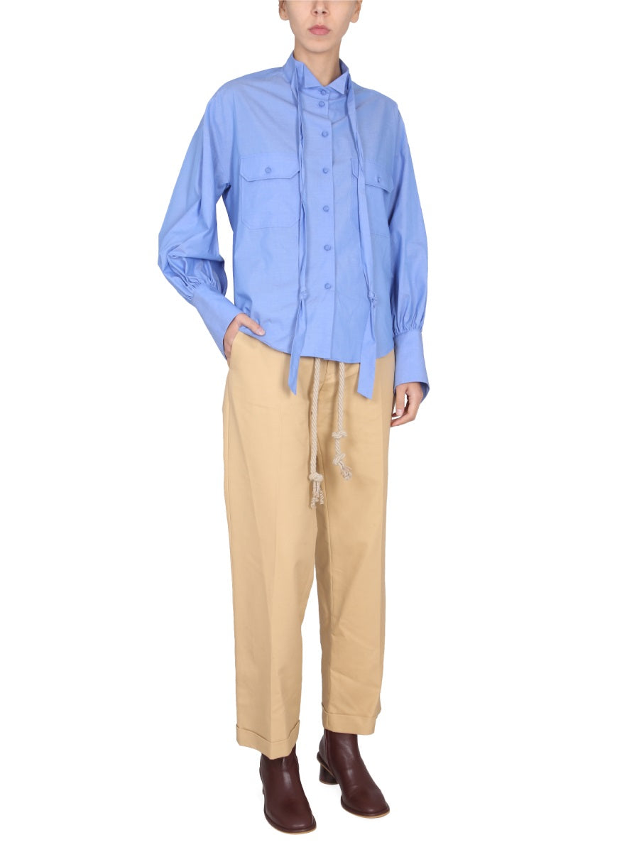 Jejia Poplin Cotton Shirt — Blue, view 3